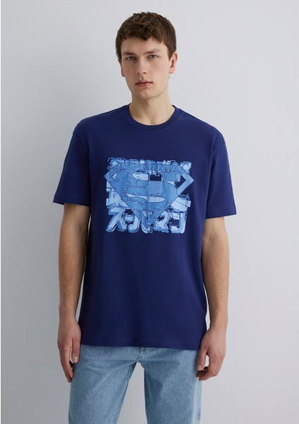 Superman Baskılı Lacivert Tişört 0612658-70496