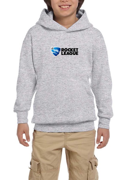 Rocket League Logo Gri Çocuk Kapşonlu Sweatshirt
