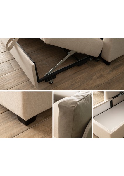 Kado Yataklı Köşe Koltuk Takımı - Keten Krem indirimleri