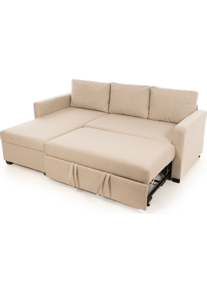 Kado Yataklı Köşe Koltuk Takımı - Keten Krem