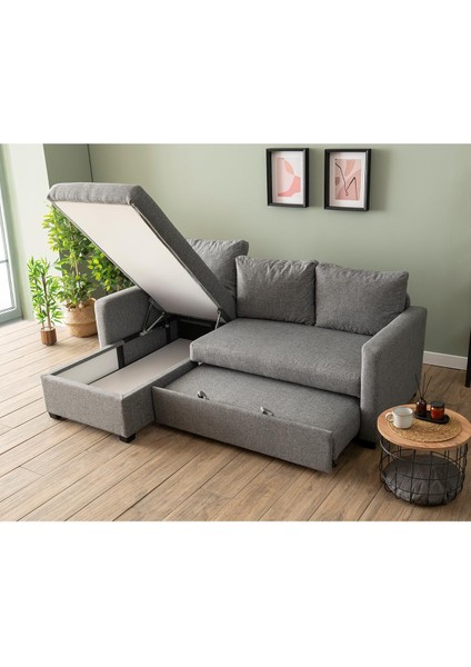 Kado Yataklı Köşe Koltuk Takımı - Keten Açık Gri modelleri