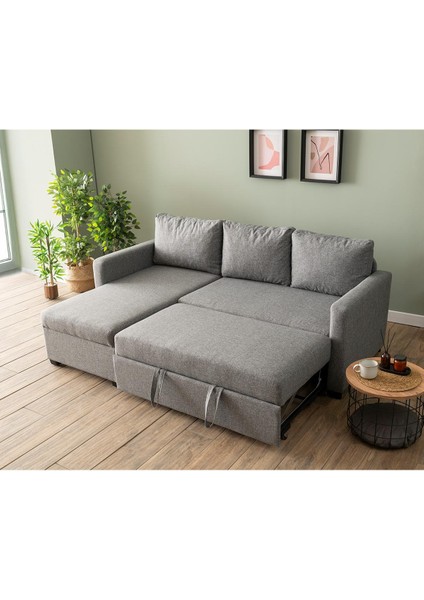 Kado Yataklı Köşe Koltuk Takımı - Keten Açık Gri fırsatları