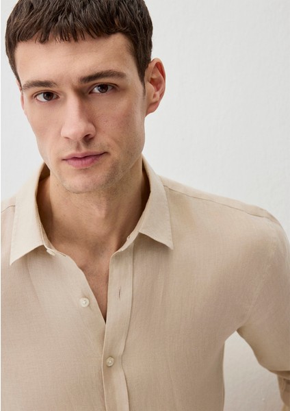 Bej Keten Gömlek 0211466-70004