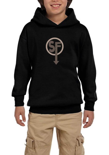 Sanitys Fall Logo Siyah Çocuk Kapşonlu Sweatshirt