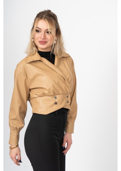 Chromeedge Asymmetric Leather Blouse – 7759