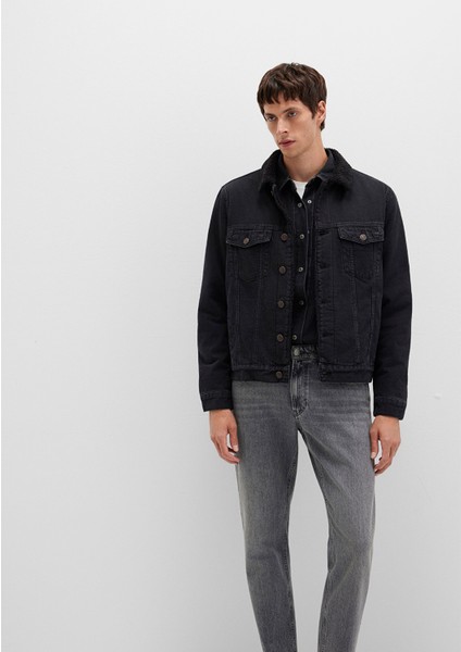 Zander Classic Denim Siyah Suni Kürklü Jean Ceket 0111214-89117