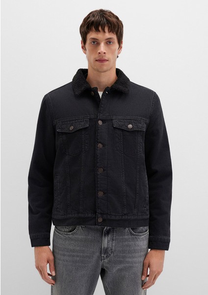 Zander Classic Denim Siyah Suni Kürklü Jean Ceket 0111214-89117
