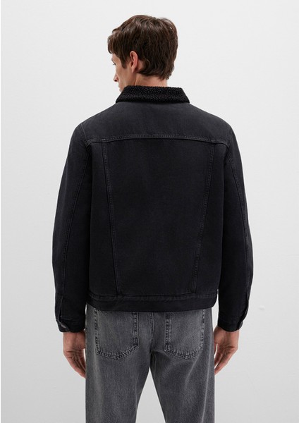 Zander Classic Denim Siyah Suni Kürklü Jean Ceket 0111214-89117