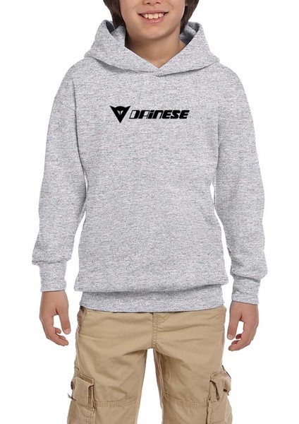 Dainese Logo Gri Çocuk Kapşonlu Sweatshirt