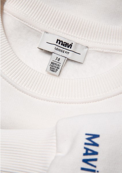 M Logo Baskılı Ekru Sweatshirt 7S10079-70057