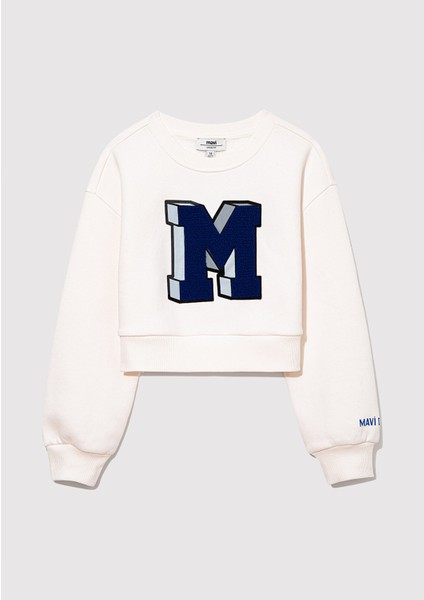M Logo Baskılı Ekru Sweatshirt 7S10079-70057