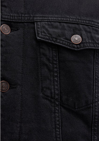 Zander Classic Denim Siyah Suni Kürklü Jean Ceket 0111214-89117