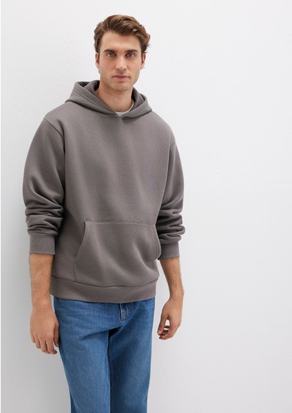 Kapüşonlu Antrasit Basic Sweatshirt 0S10275-70096