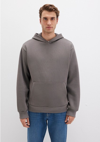 Kapüşonlu Antrasit Basic Sweatshirt 0S10275-70096