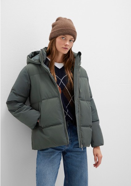 Su İtici Kapüşonlu Yeşil Şişme Mont 1110445-71598