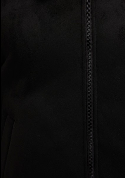 Mavi Suni Kürk Detaylı Siyah Suni Süet Ceket 0110450-900