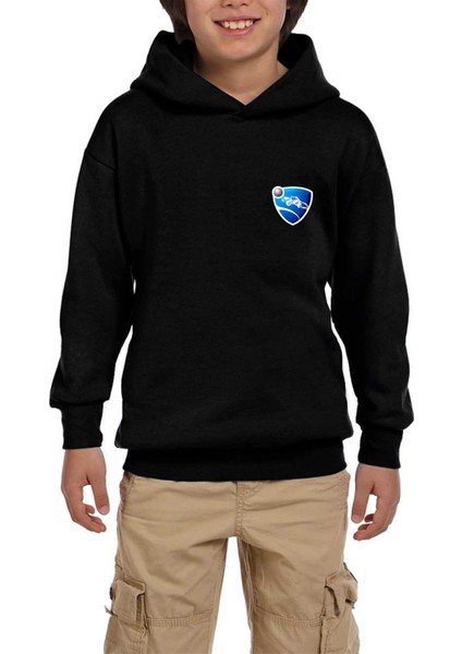 Rocket League Amblem Siyah Çocuk Kapşonlu Sweatshirt