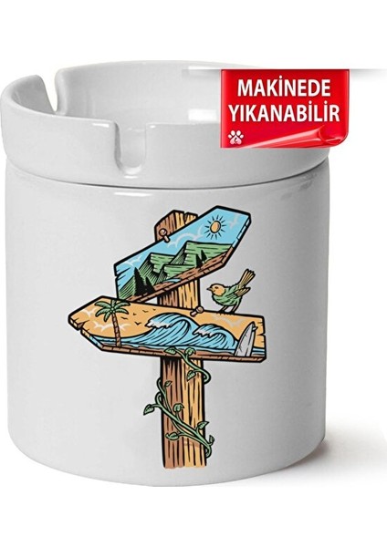 Kamp, Karvan, Doğa Baskılı Porselen At-Söndür Küllük