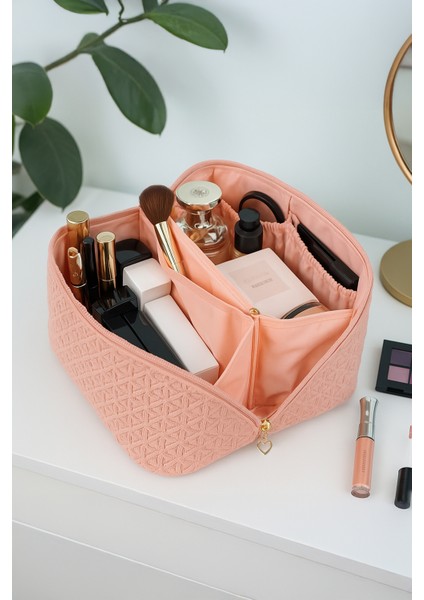 Çapraz Açılan Makyaj Çantası Pembe