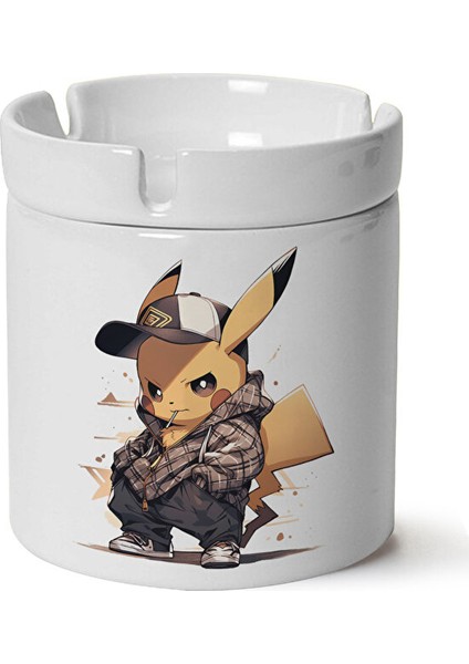 Pokemon Pickhacu Baskılı Porselen Küllük Makinede Yıkanabilir