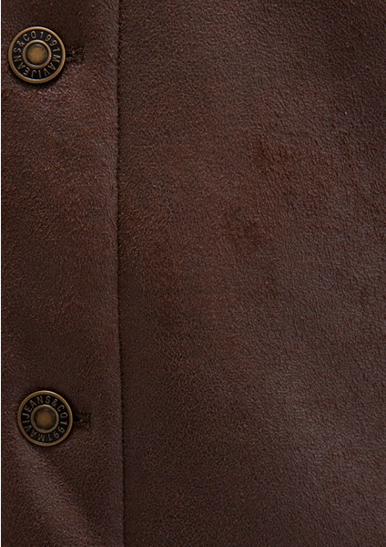 Suni Kürk Detaylı Kahverengi Suni Deri Ceket 0110460-71603