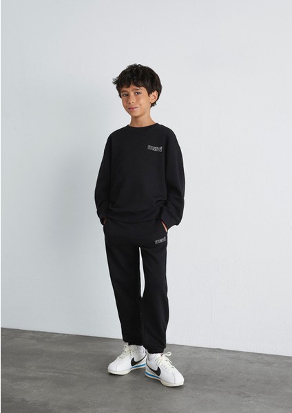 Mavi Logo Baskılı Siyah Eşofman Altı 6010004-900