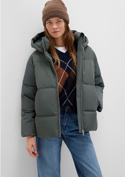 Su İtici Kapüşonlu Yeşil Şişme Mont 1110445-71598