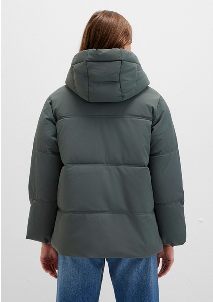 Su İtici Kapüşonlu Yeşil Şişme Mont 1110445-71598