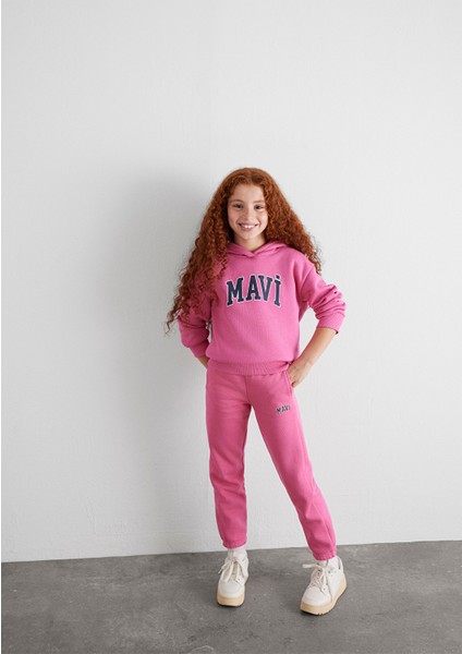 Mavi Logo Baskılı Pembe Eşofman Altı 7010000-70982