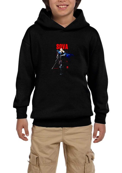 Val. Sova Siyah Çocuk Kapşonlu Sweatshirt