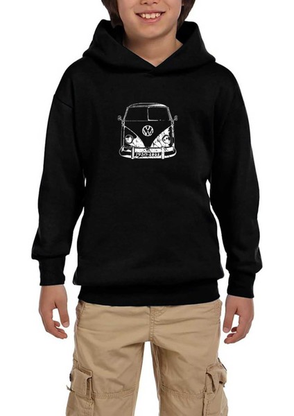 Volkswagen Van Bw 1957 1968 Siyah Çocuk Kapşonlu Sweatshirt
