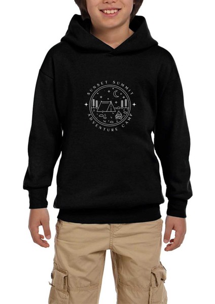 Adventure Camp Siyah Çocuk Kapşonlu Sweatshirt