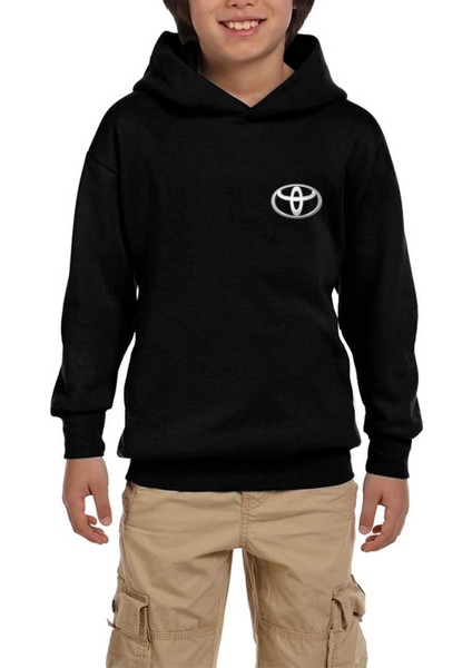 Toyata Logo Siyah Çocuk Kapşonlu Sweatshirt
