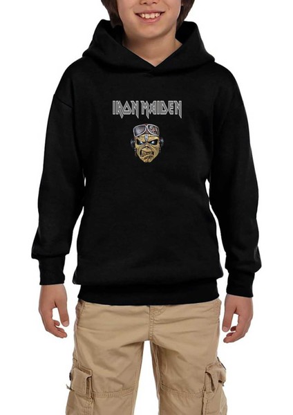 Iron Maiden Zombie Face Siyah Çocuk Kapşonlu Sweatshirt