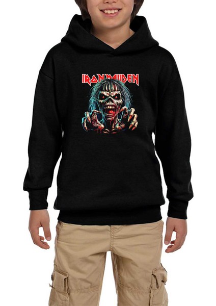 Iron Maiden Zombie Siyah Çocuk Kapşonlu Sweatshirt