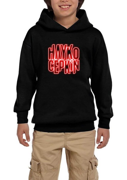 Hayko Cepkin Neon Siyah Çocuk Kapşonlu Sweatshirt