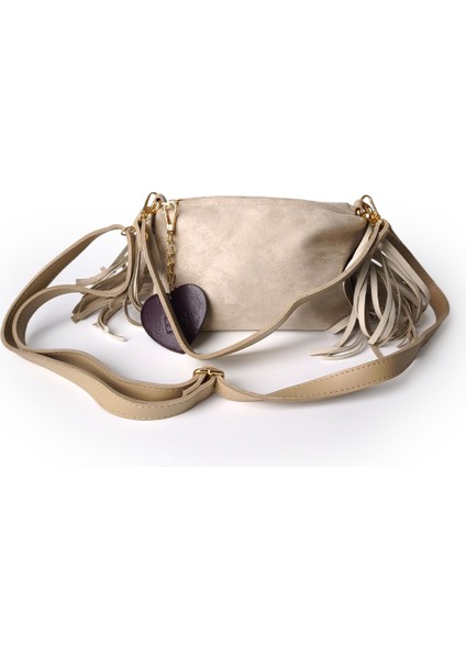 Moon Amber Omuz Çantası Süet Vizon