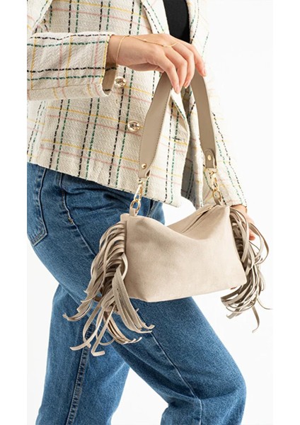 Moon Amber Omuz Çantası Süet Vizon fırsatları