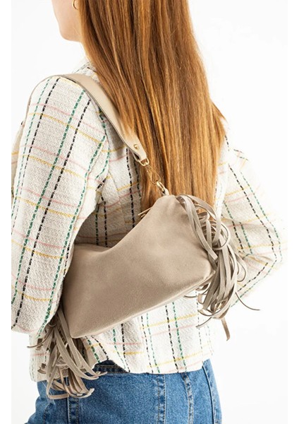 Moon Amber Omuz Çantası Süet Vizon indirimleri