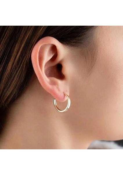 14 Ayar Altın Düz Halka Gizli Kilit Tekli Küpe 1.9 cm fiyatları