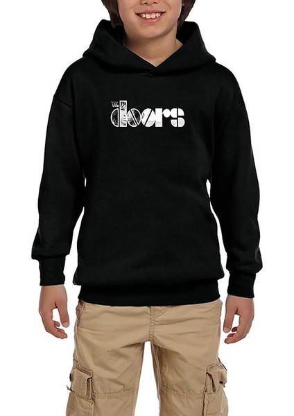 The Doors Logo Siyah Çocuk Kapşonlu Sweatshirt