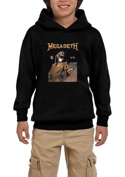 Megadeth So Far So Good Siyah Çocuk Kapşonlu Sweatshirt