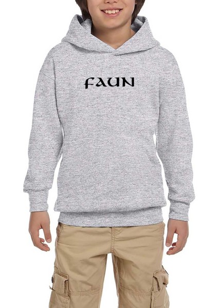 Faun Logo Gri Çocuk Kapşonlu Sweatshirt