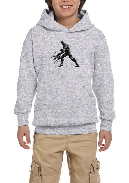 Crysis Warrior Gri Çocuk Kapşonlu Sweatshirt