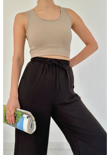 Siyah Keten Pantolon modelleri