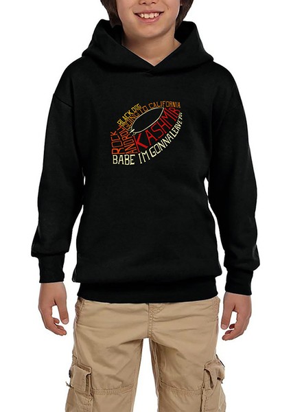 LED Zeppelin Songs Classic Siyah Çocuk Kapşonlu Sweatshirt