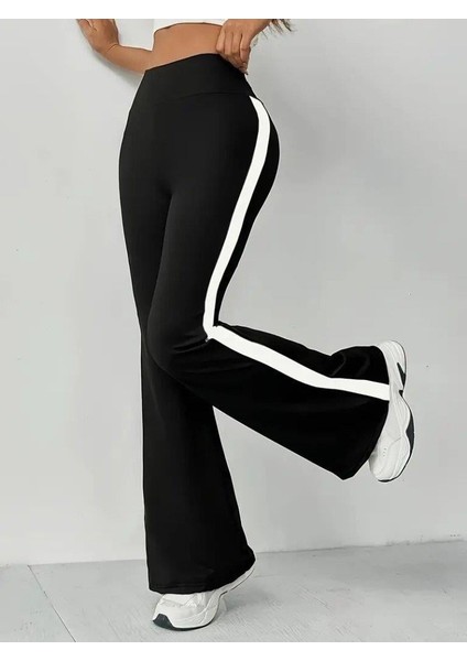 Kadın Yüksek Bel Ispanyol Paçalı Yanlardan Şerit Detaylı Dalgıç Tayt Pantolon fiyatları