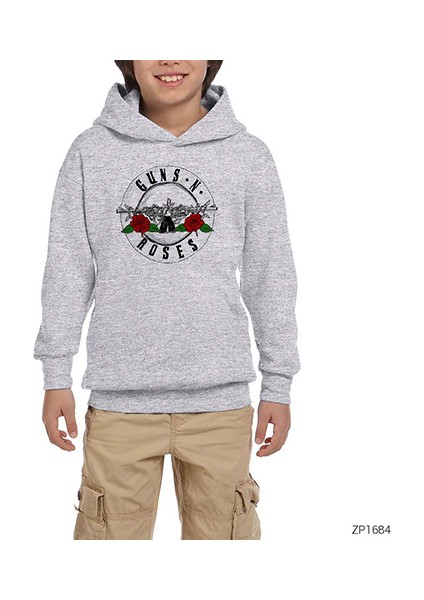 Guns N Roses Light 2 Gri Çocuk Kapşonlu Sweatshirt