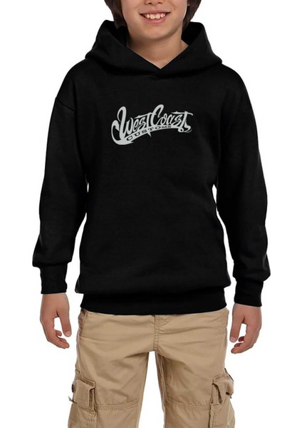 West Coast Customs Text Siyah Çocuk Kapşonlu Sweatshirt