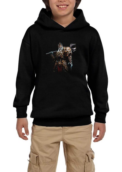 Diablo King Leoric Siyah Çocuk Kapşonlu Sweatshirt